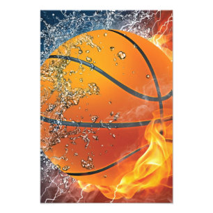 Flammender Basketball Fotodruck