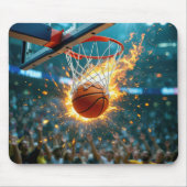 Flammender Basketball im Netz Mousepad (Vorne)