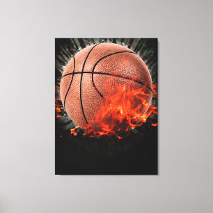Flammender Basketball Leinwanddruck