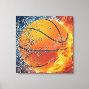 Flammender Basketball Leinwanddruck