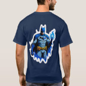 Flammender Dunkler Ritter – Blaues Feuer Superheld T-Shirt (Rückseite)