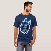 Flammender Dunkler Ritter – Blaues Feuer Superheld T-Shirt (Vorne ganz)