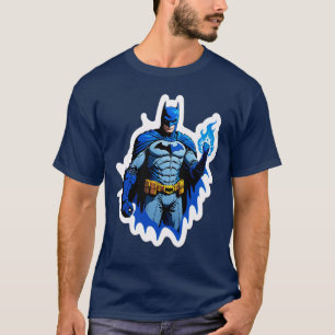 Flammender Dunkler Ritter – Blaues Feuer Superheld T-Shirt