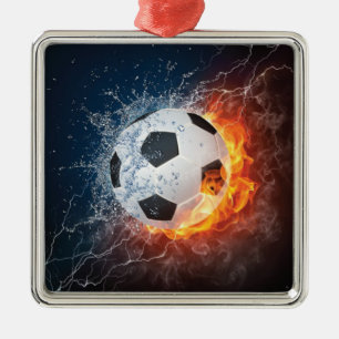 Flammender Fußball-Wurfkissen Ornament Aus Metall