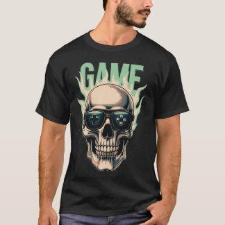Flammender Gamer-Schädel – Retro-Gaming-Power-Desi T-Shirt
