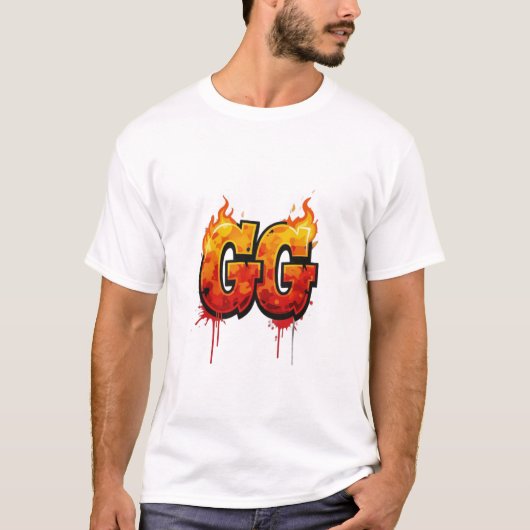 🔥 Flammender "GG" Graffiti-Stil T-Shirt (Vorderseite)