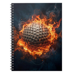 Flammender Golfball – Brennendes Ballsport-Thema  Notizblock