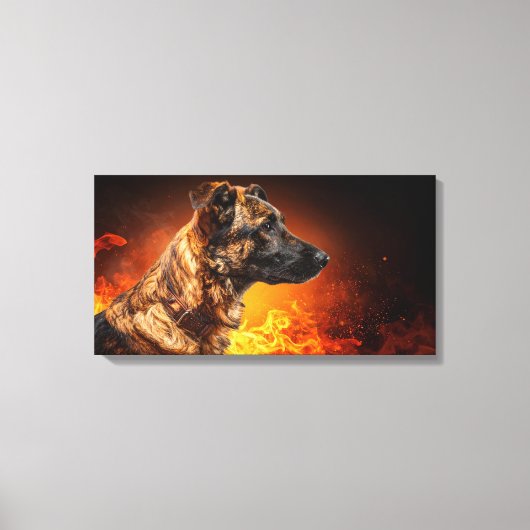 Flammender Hund Leinwanddruck (Vorderseite)