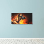 Flammender Hund Leinwanddruck (Insitu (Holzboden))