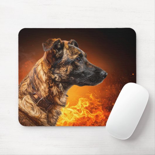 Flammender Hund Mousepad (Mit Mouse)