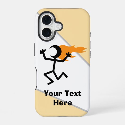 Flammender Kopf-Strichmännchen iPhone 16 Hülle (Rückseite)
