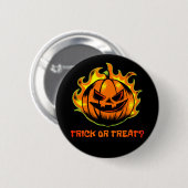 Flammender Kürbis-Streich oder Süßigkeit? –Hallowe Button (Vorne & Hinten)