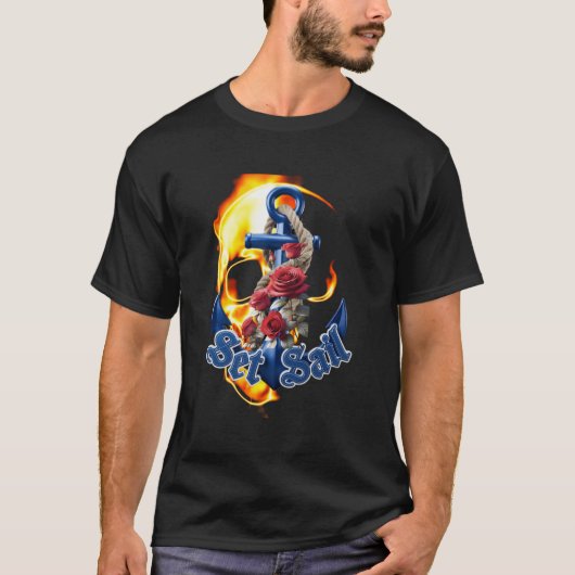 Flammender Piratenschädel Privateer T-Shirt (Vorderseite)