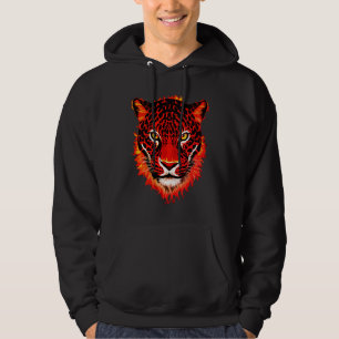 Flammender roter Leopardenkopf Hoodie
