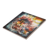 flammender Schädel abstrakte Kunst Fliese (Seite)