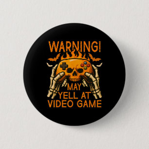 Flammender Schädel mit Händen Controller Halloween Button