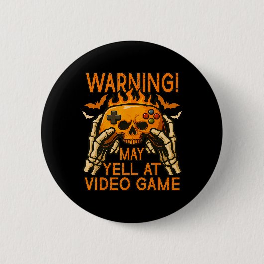 Flammender Schädel mit Händen Controller Halloween Button (Vorderseite)