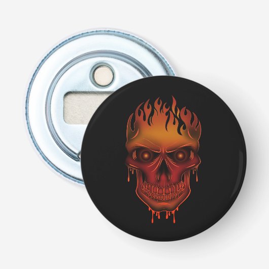 Flammender schmelzender Totenkopf - Gothic Barware Flaschenöffner (Vorderseite)