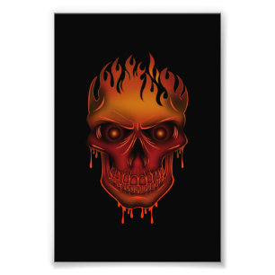 Flammender schmelzender Totenkopf Gothic Dark Fant Fotodruck