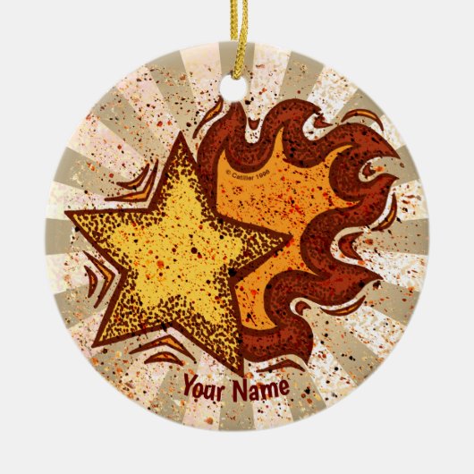 Flammender Stern  Keramik Ornament (Vorne)