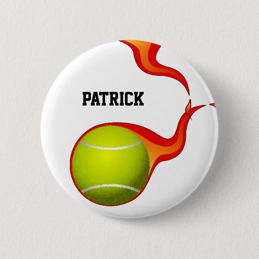 flammender Tennisball Button (Vorderseite)