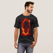 Flammender Totenkopf Feuer T-Shirt (Vorne ganz)