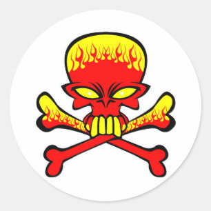 flammender Totenkopf  Runder Aufkleber