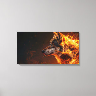 Flammender Wolf Leinwanddruck
