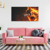 Flammender Wolf Leinwanddruck (Insitu (Wohnzimmer))