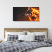 Flammender Wolf Leinwanddruck (Insitu (Schlafzimmer))