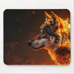 Flammender Wolf Mousepad