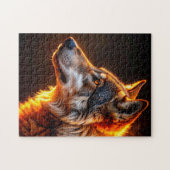 Flammender Wolf Puzzle (Horizontal)