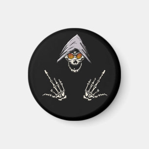 Flammendes Auge Kapuzen Skelett Gothic Dunkler Hum Magnet