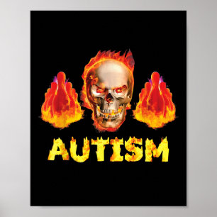 Flammendes Autismus-Skelett Bowling Seltsam Spezif Poster