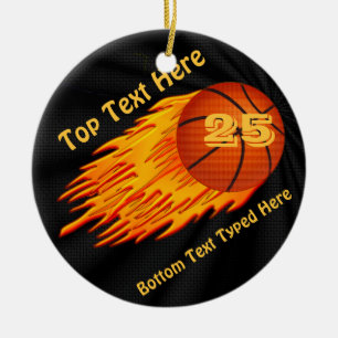 Flammendes Basketball-Ornament IHRE NUMMER und NAM Keramik Ornament