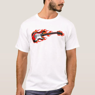 Flammendes E-Gitarre T-Shirt Rockmusik Flamme