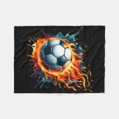 Flammendes Fußball Ll In Brand Bunter Spritzer Spo Fleecedecke (Vorderseite (Horizontal))