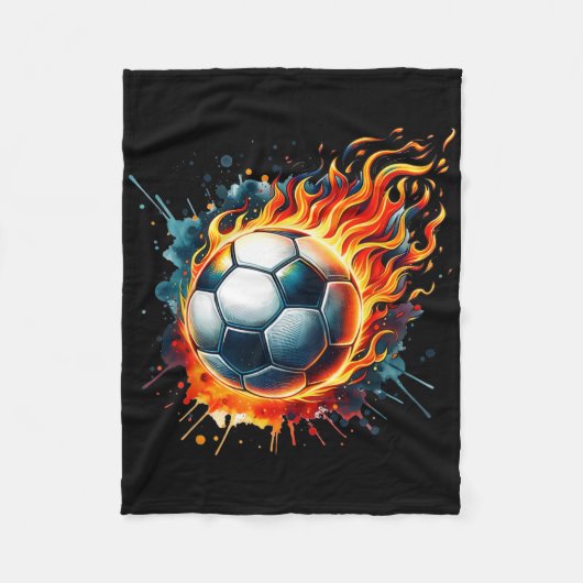 Flammendes Fußball Ll In Brand Bunter Spritzer Spo Fleecedecke (Vorderseite)