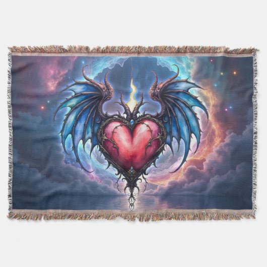 Flammendes Herz des Mondes – Gothic Cosmic Love Decke (Vorderseite)
