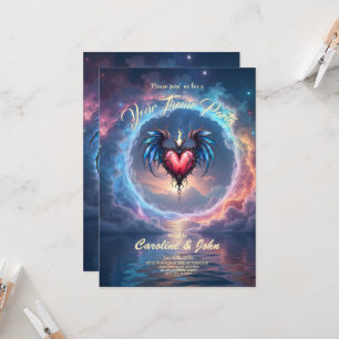 Flammendes Herz des Mondes – Gothic Cosmic Love Einladung