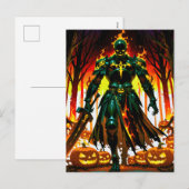 Flammendes, kopfloses Kürschnerfeuer Halloween Feiertagspostkarte (Vorne/Hinten)