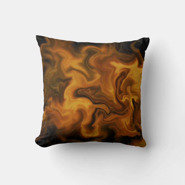 flammendes Orange und Schwarz Kissen (Vorderseite)