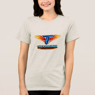 Flammendes T Das Original Feuerbuchstaben-Grafik f Tri-Blend Shirt
