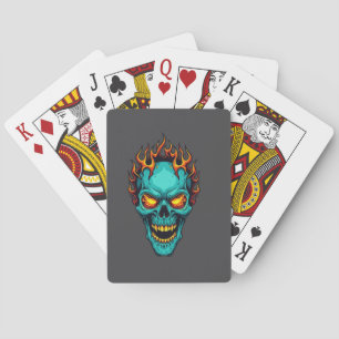Flammendes Totenkopf-Grafik im Vintage-Stil, Hallo Spielkarten
