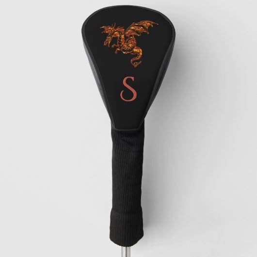 Flammendrache am Schwarzen Anfang Golf Headcover (Vorderseite)