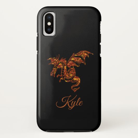 Flammendrache auf Black Personal Case-Mate iPhone Hülle (Rückseite)