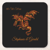 Flammendrache auf Black Personal Rechteckiger Pappuntersetzer (Vorderseite)