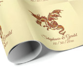Flammendrache auf Gold Personal Geschenkpapier (Rolleneckpunkt)
