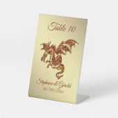 Flammendrache auf Gold Personal Sockelschild (Vorderseite)