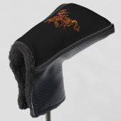 Flammendrache auf schwarz golf headcover (3/4 Vorderseite)